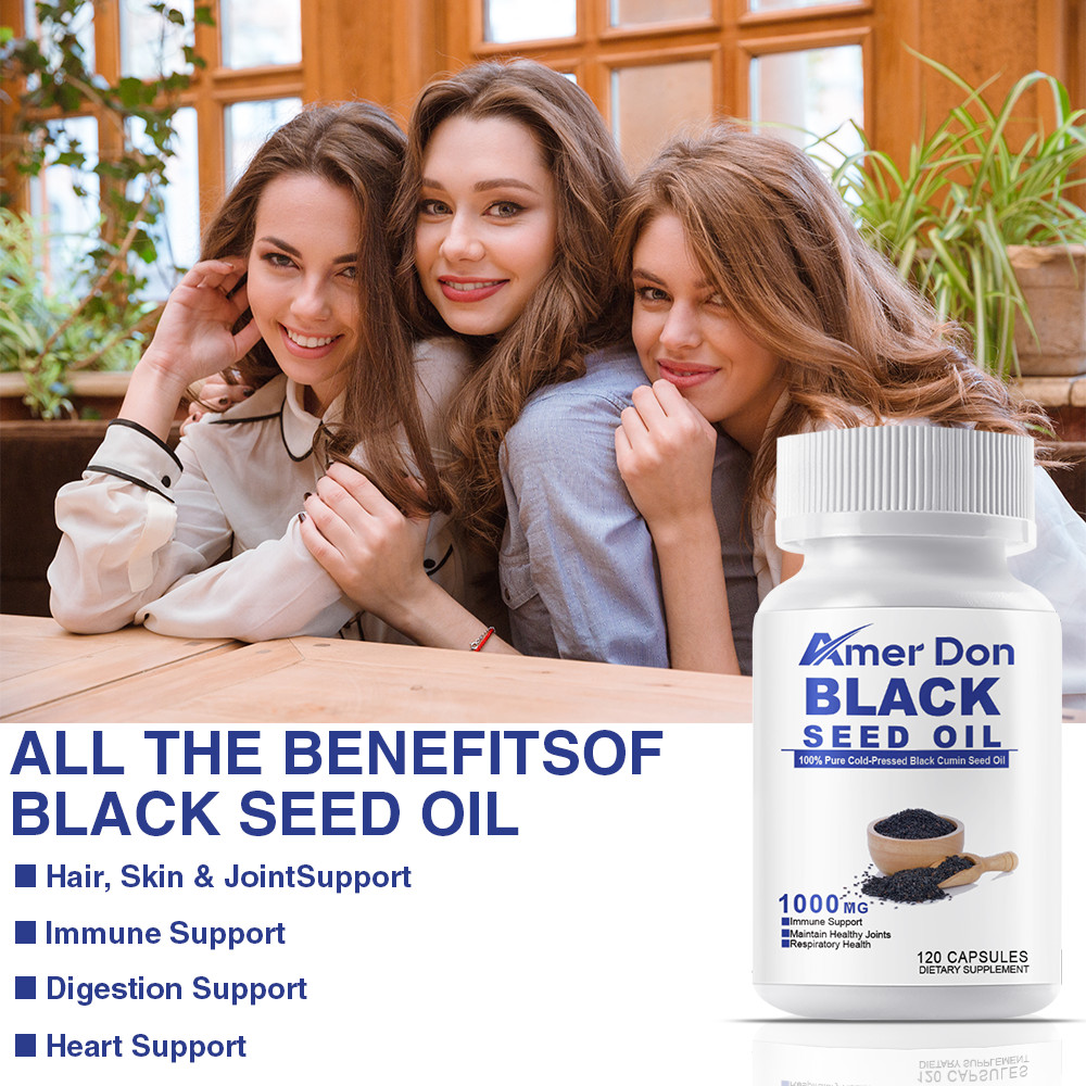 Black Seed Oil 100% Pure Natural Cold Pressed Cumin Nigella Sativa Non GMO 120Pc