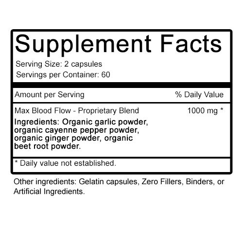 120 Blood Flow + Circulation Support Capsules|Beet Root, Cayenne, Garlic, Ginger