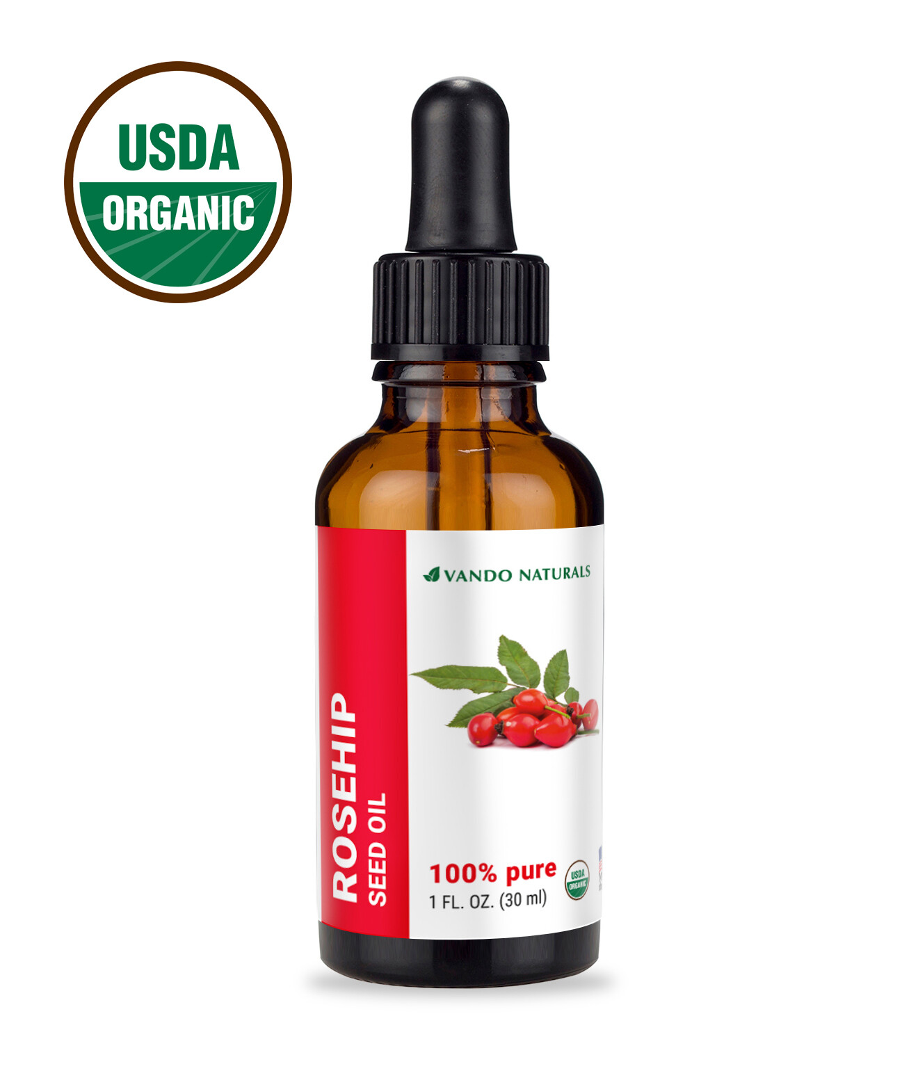 Vando Naturals ROSEHIP SEED ORGANIC OIL. 1 fl.oz