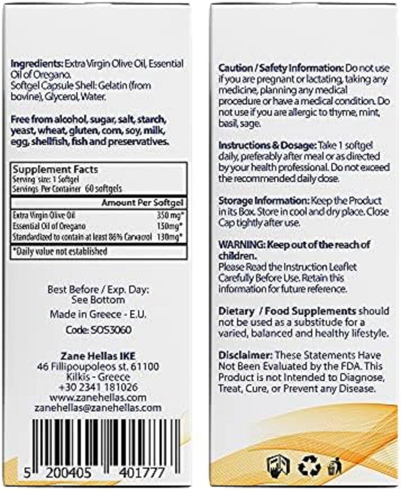 130 mg Carvacrol – 150 mg Oregano Oil per Softgel. World Highest Concentratio…