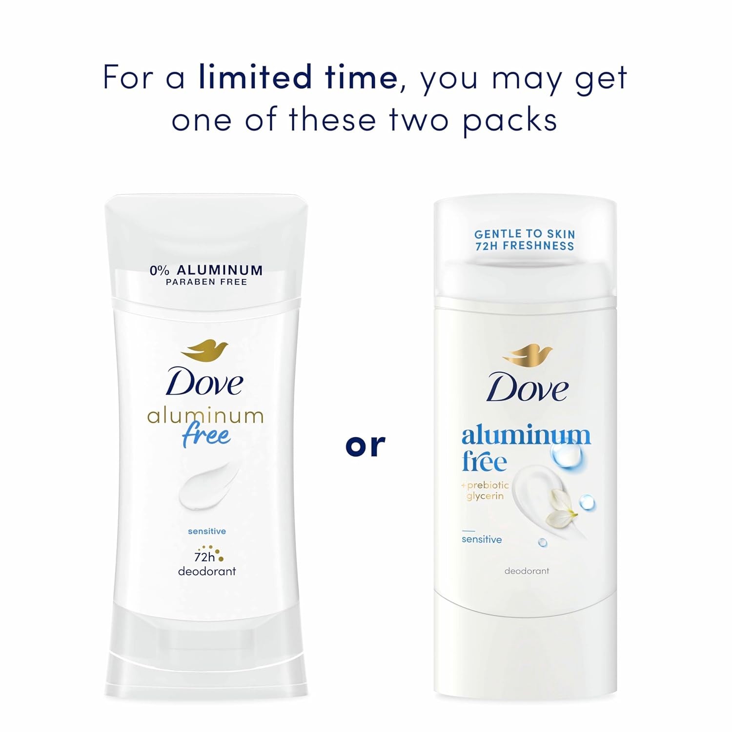 3X Dove Deodorant Stick Sensitive for 72 Hour Odor- Aluminum Free 2.4 Oz