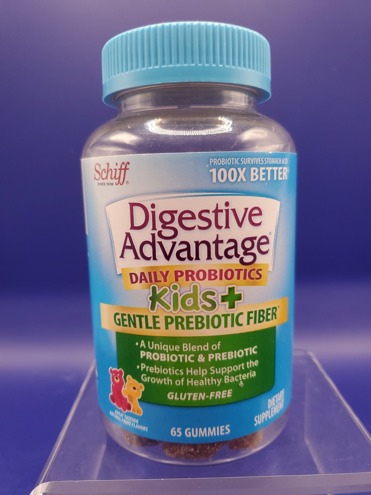 Schiff Kids Digestive Advantage Daily Probiotics Prebiotic Fiber 65ct Gummies