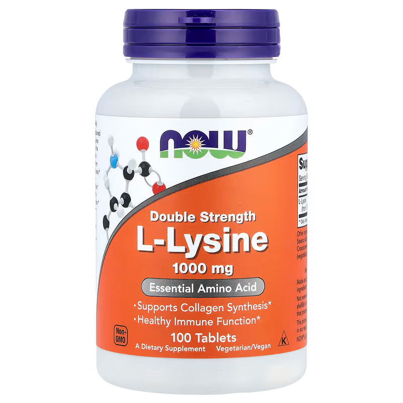 NOW Foods L-Lysine Double Strength 1000mg 100 Tablets (PACK OF 2)
