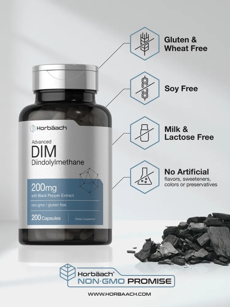 DIM Supplement 200mg | Diindolylmethane | 200 Capsules | by Horbaach