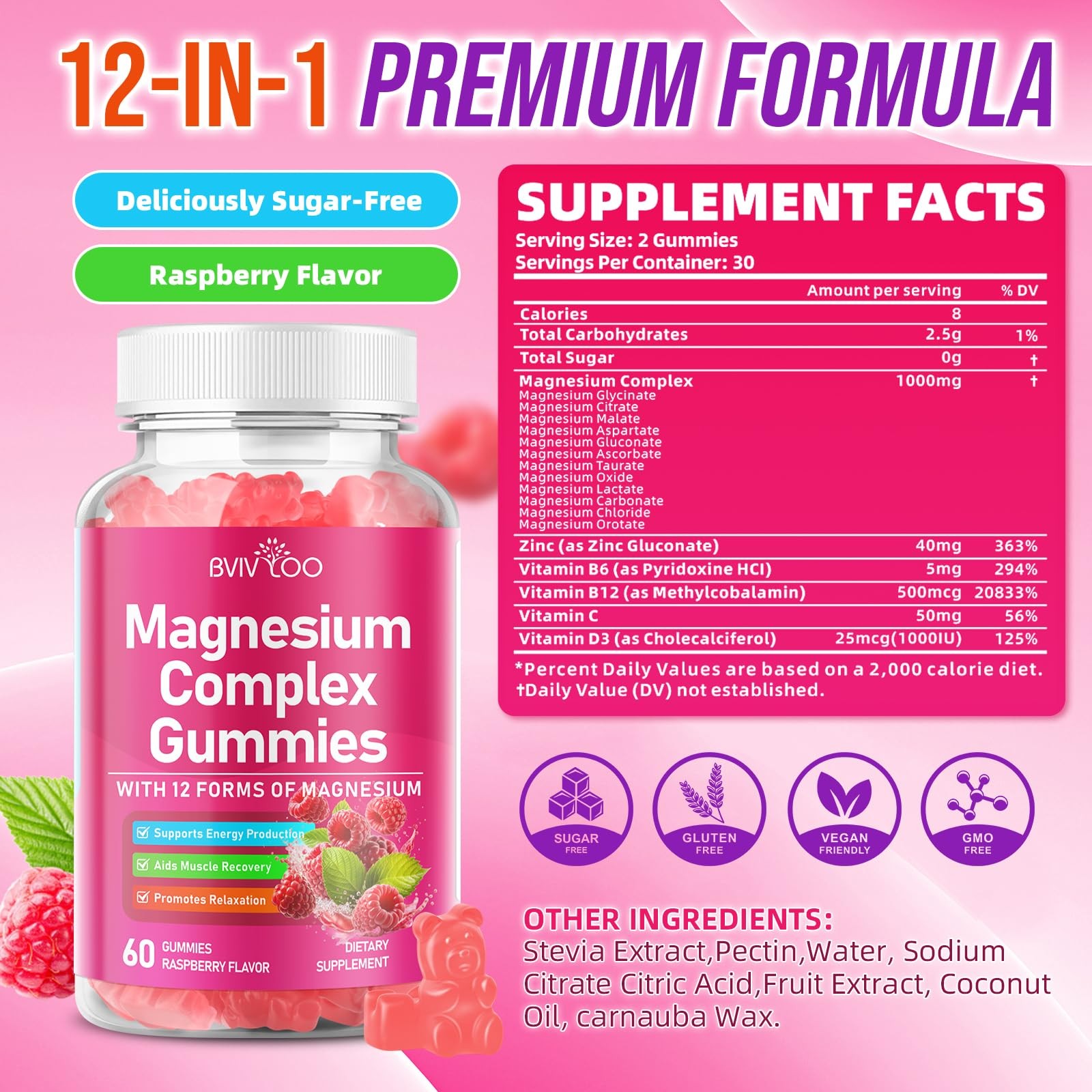 Magnesium Complex Gummies – with 12 Forms of Magnesium Plus Vitamins B6, B12 …
