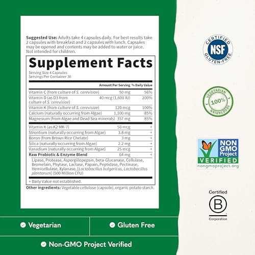Garden of Life Raw Calcium Supplement w/ Magnesium K2 D3 C Probiotics 120 Caps