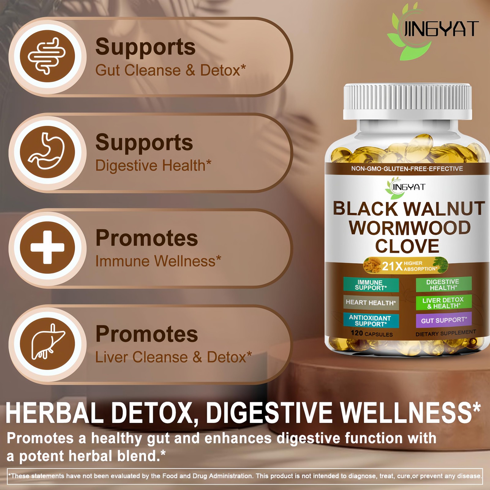 Wormwood Black Walnut Cleanse for Humans – High 120 Count (Pack of 1)