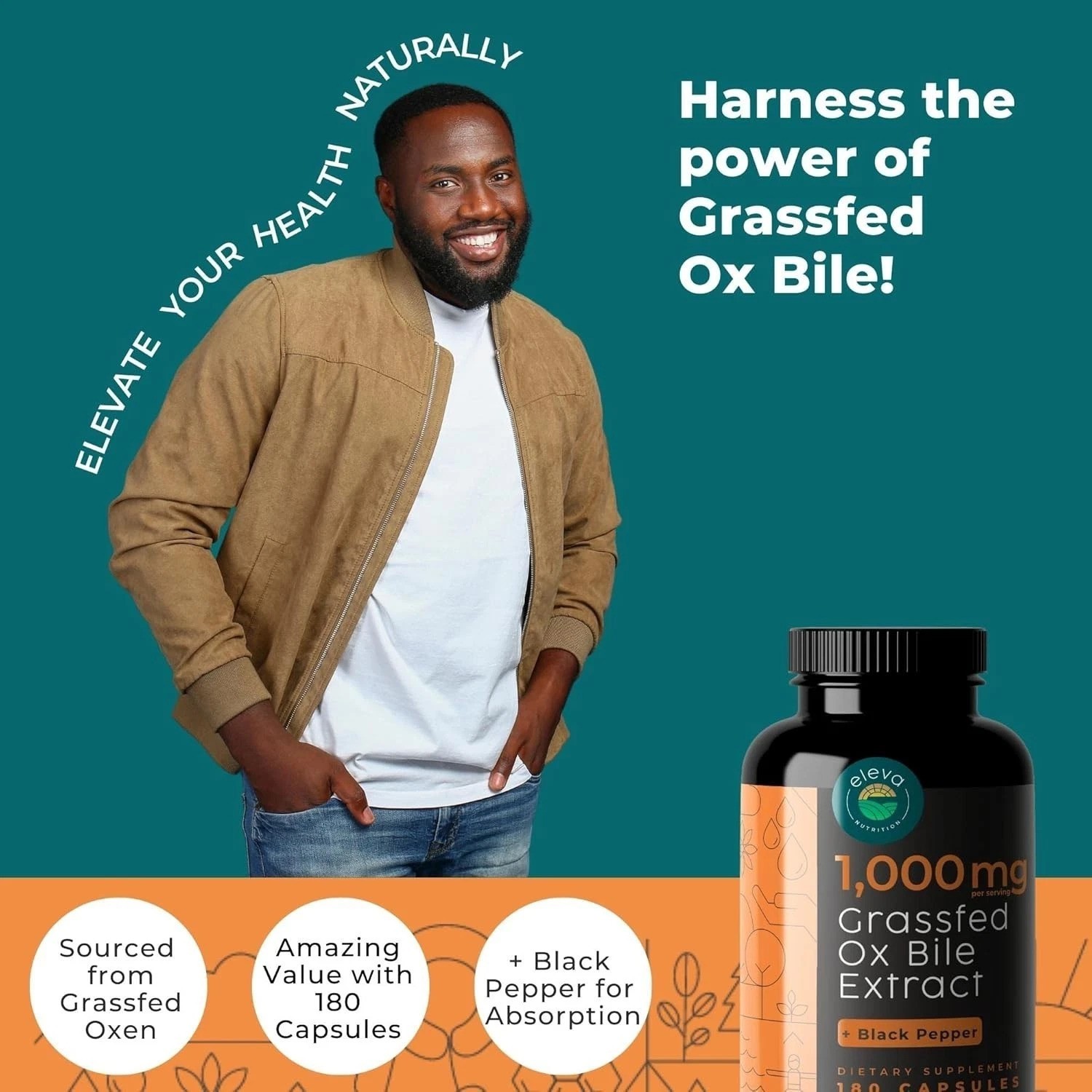 Grass-Fed Ox Bile Extract 1000mg — Digestive Support Capsules with Black Pepp…