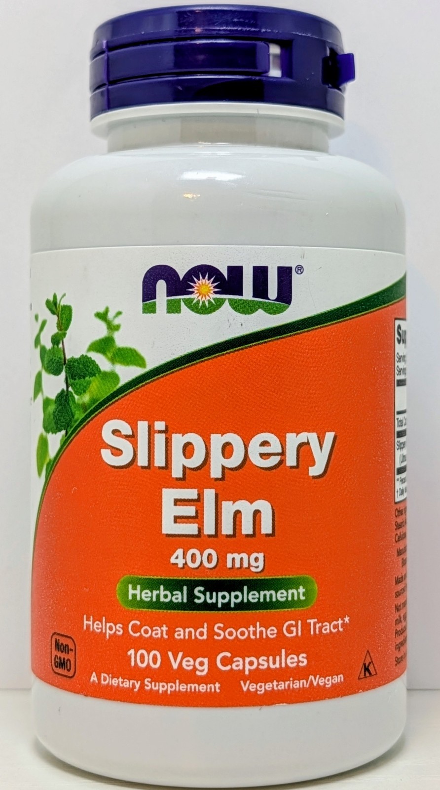 NOW Slippery Elm 400 mg Ulmus Rubra Bark 50 Servings Exp 07/28 Soothe GI Tract