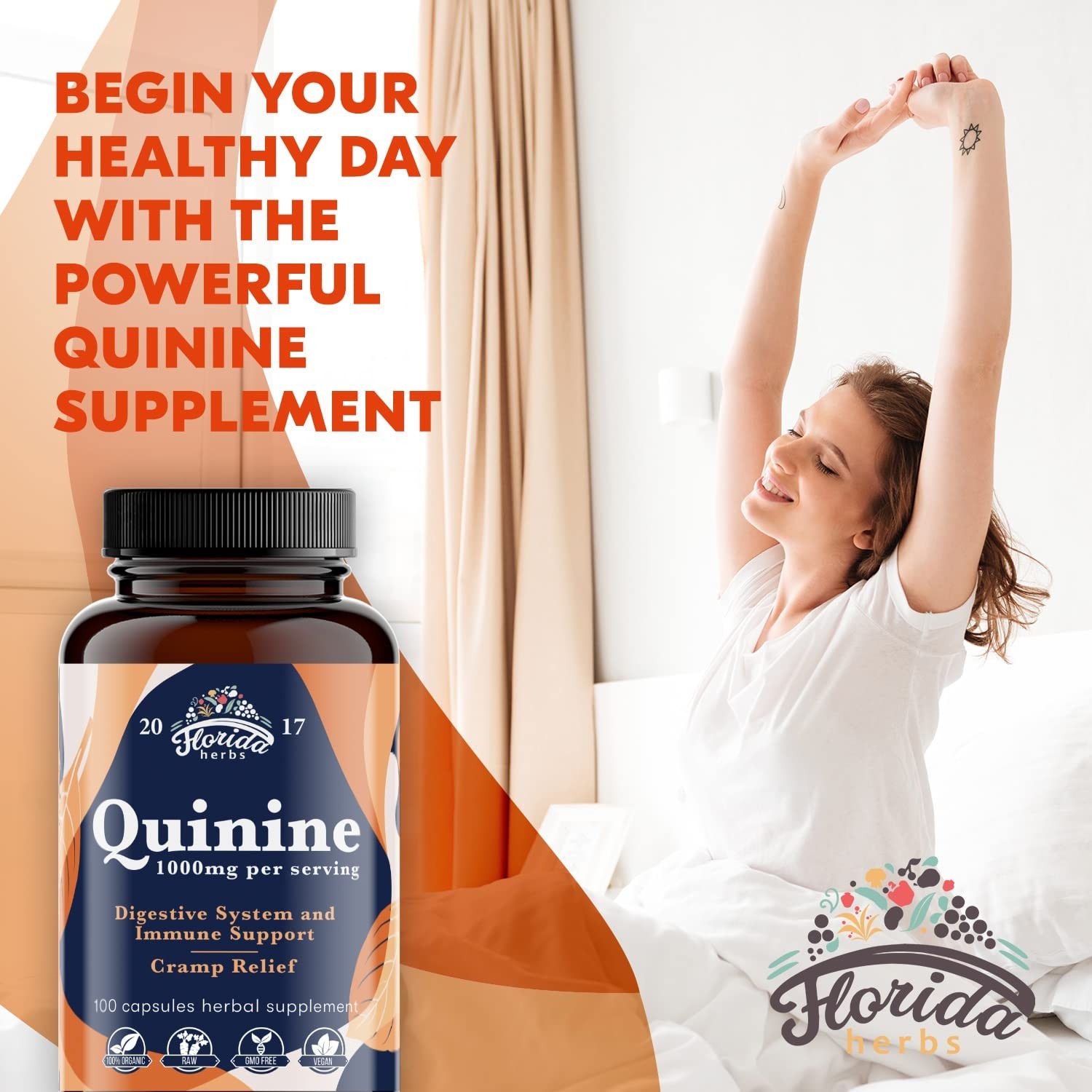 Quinine for Leg Cramps 1000 mg – 110 Capsules – Cinchona Bark Extract Supplem…