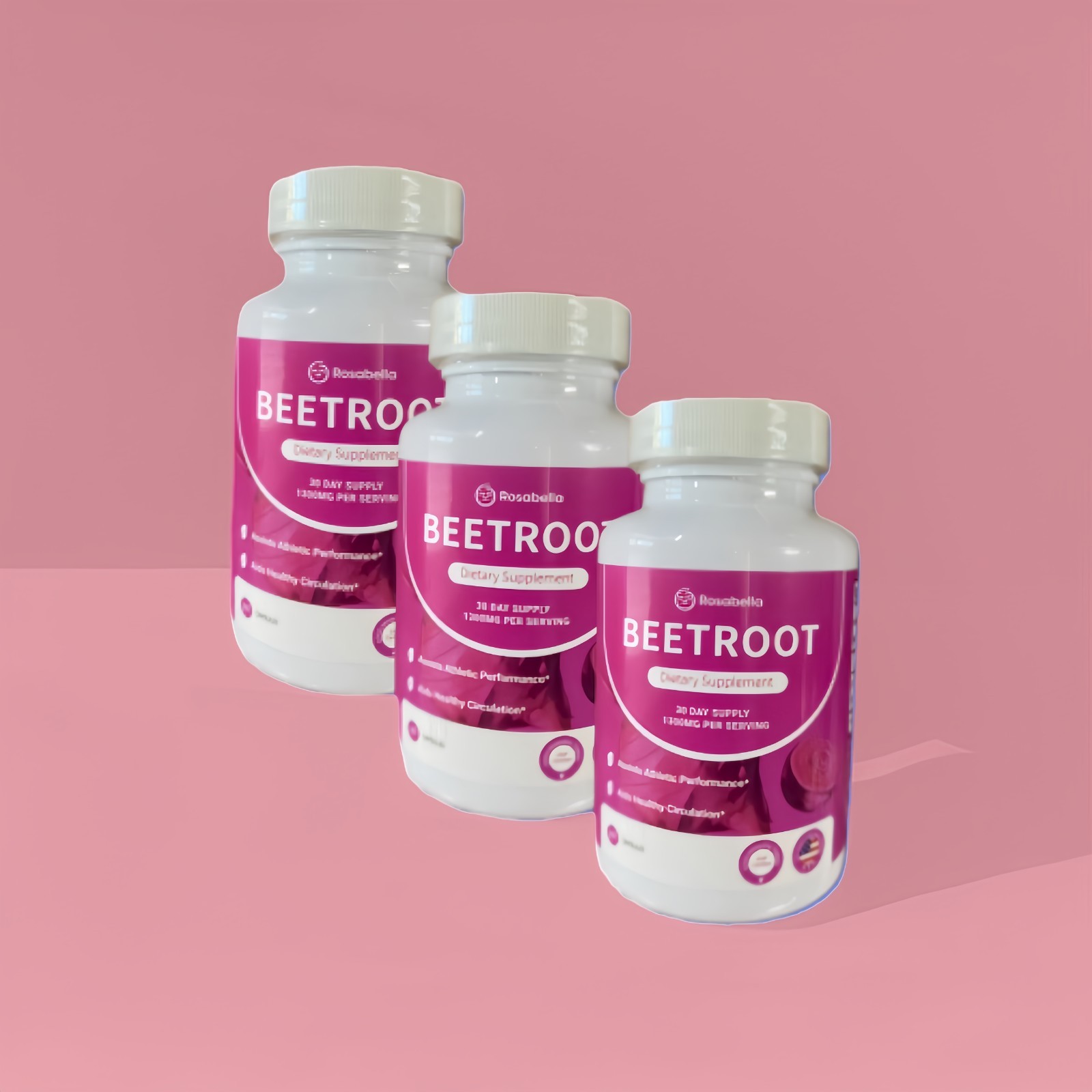 3PCS Rosabella Beetroot Dietary Supplement Capsules 60ct Athletic Performance
