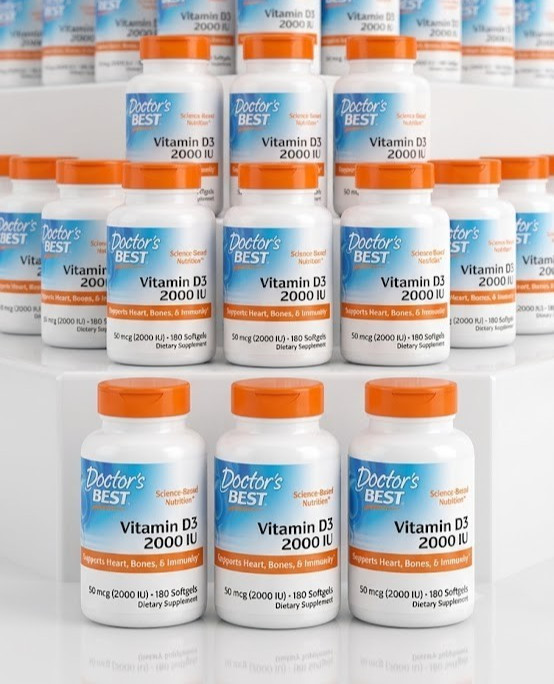 WHOLESALE 24 Pack Doctor’s Best Vitamin D3 2000 IU 180 softgel each Exp 06/2027