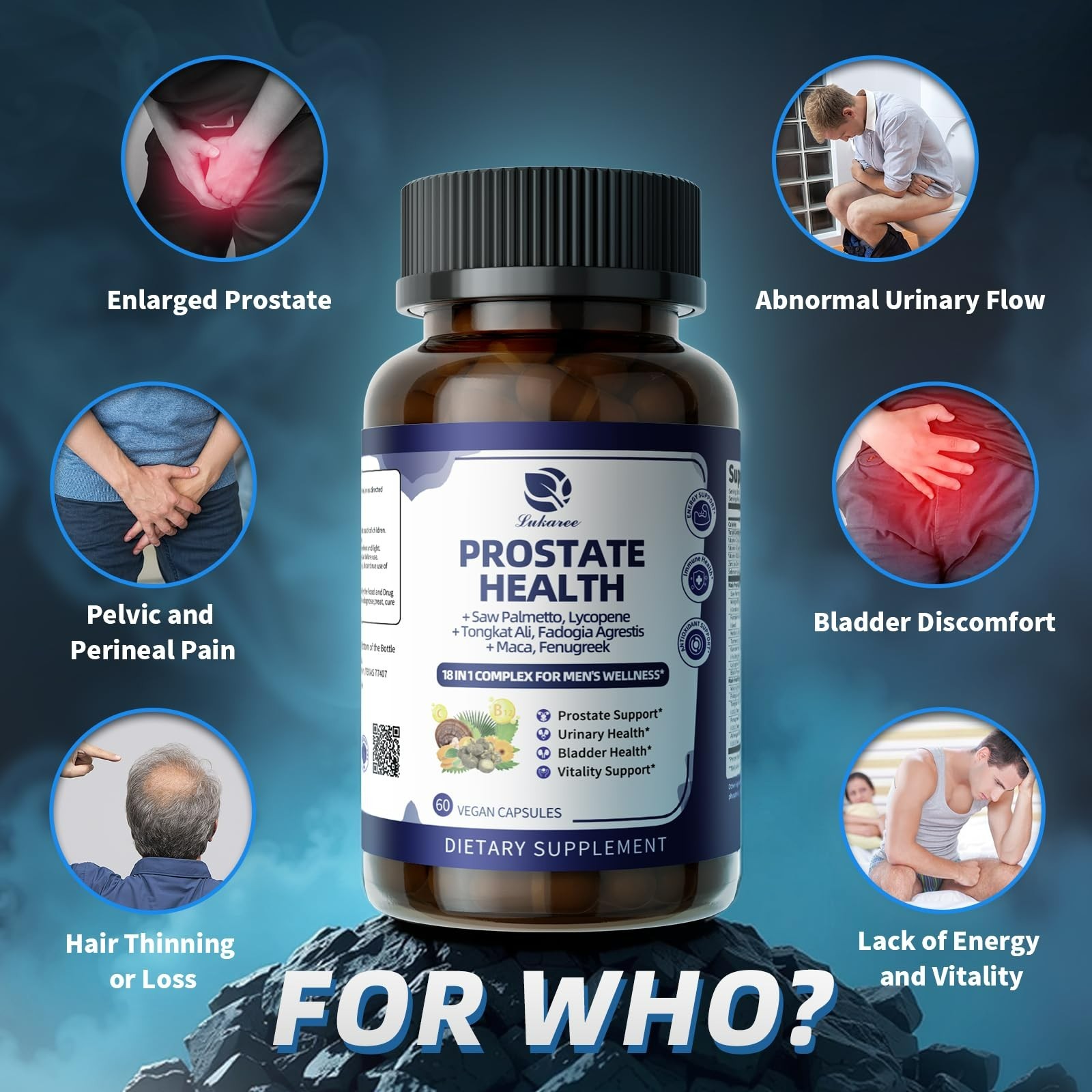 Prostate Health Supplements for Men – 60 CT Urinary Tract Support, DHT Blocker,