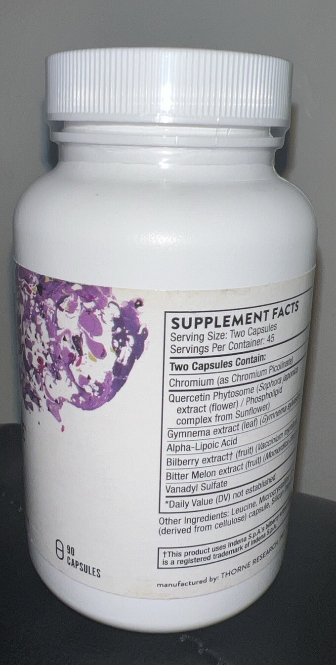 Thorne Diabenil Relief for Maintaining Health (90 Capsules) New & Sealed