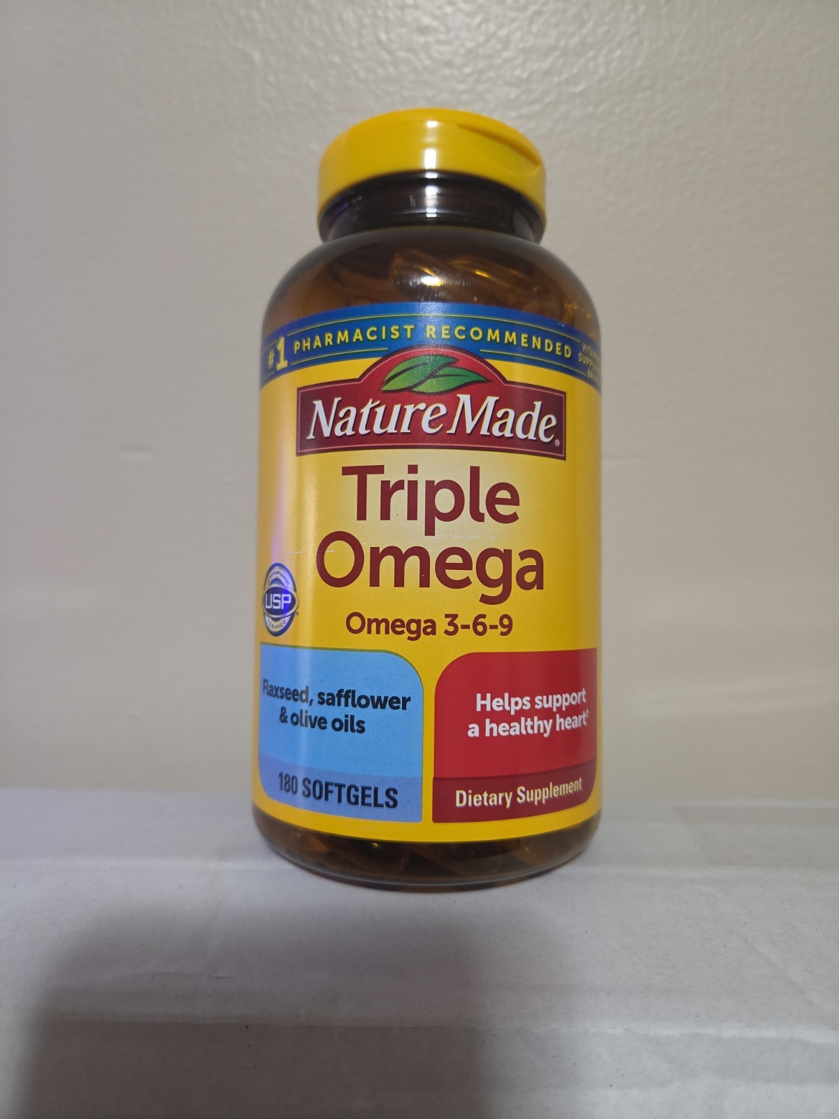 Nature Made Triple Omega 3-6-9 Heart Health Supplement 180 Softgels EXP 08/2028