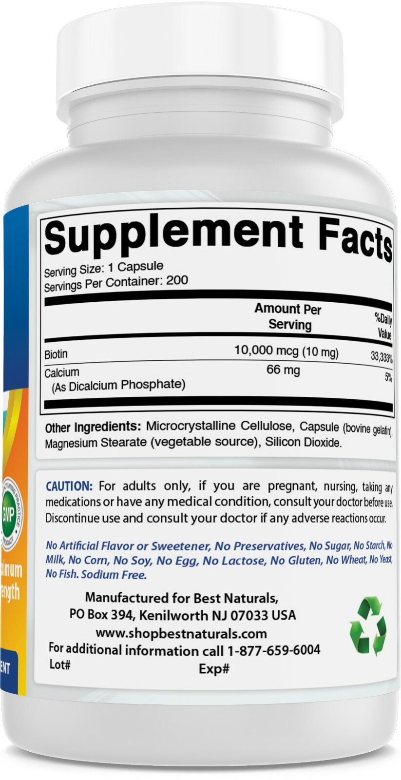 Best Naturals Biotin 10000 mcg 200 Capsules