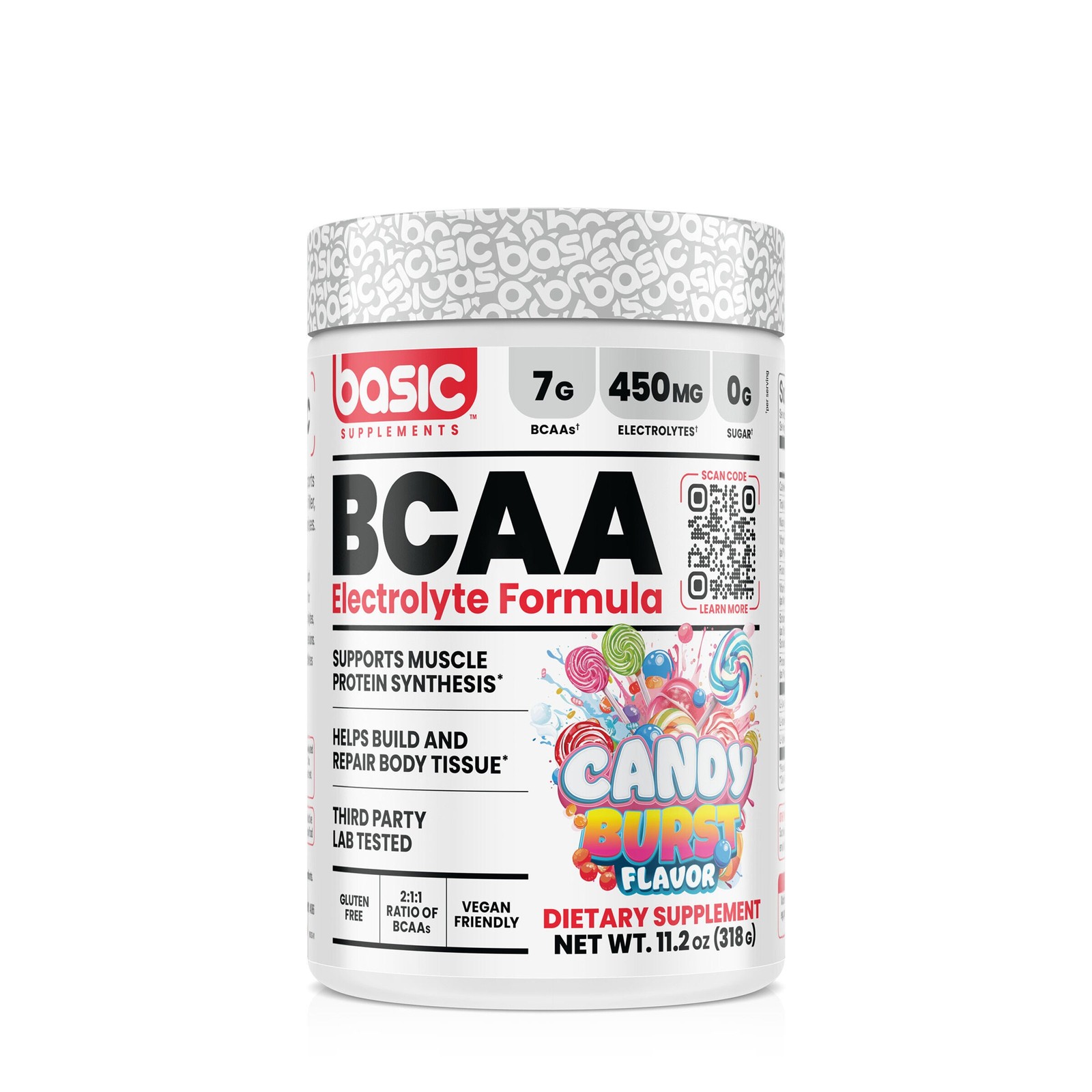 Basic Supplements BCAA Electrolyte Formula Candy Burst Natural Flavor 318g NEW