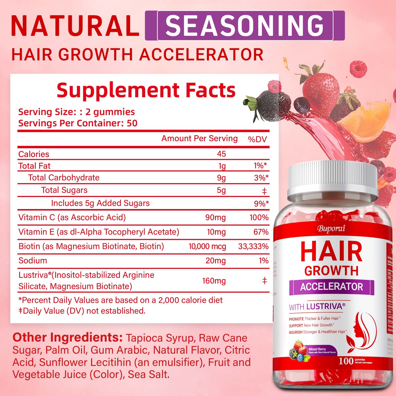 Hair Growth Accelerator – Vitamin, Promotes Thicker, Fuller, Stronger Hair