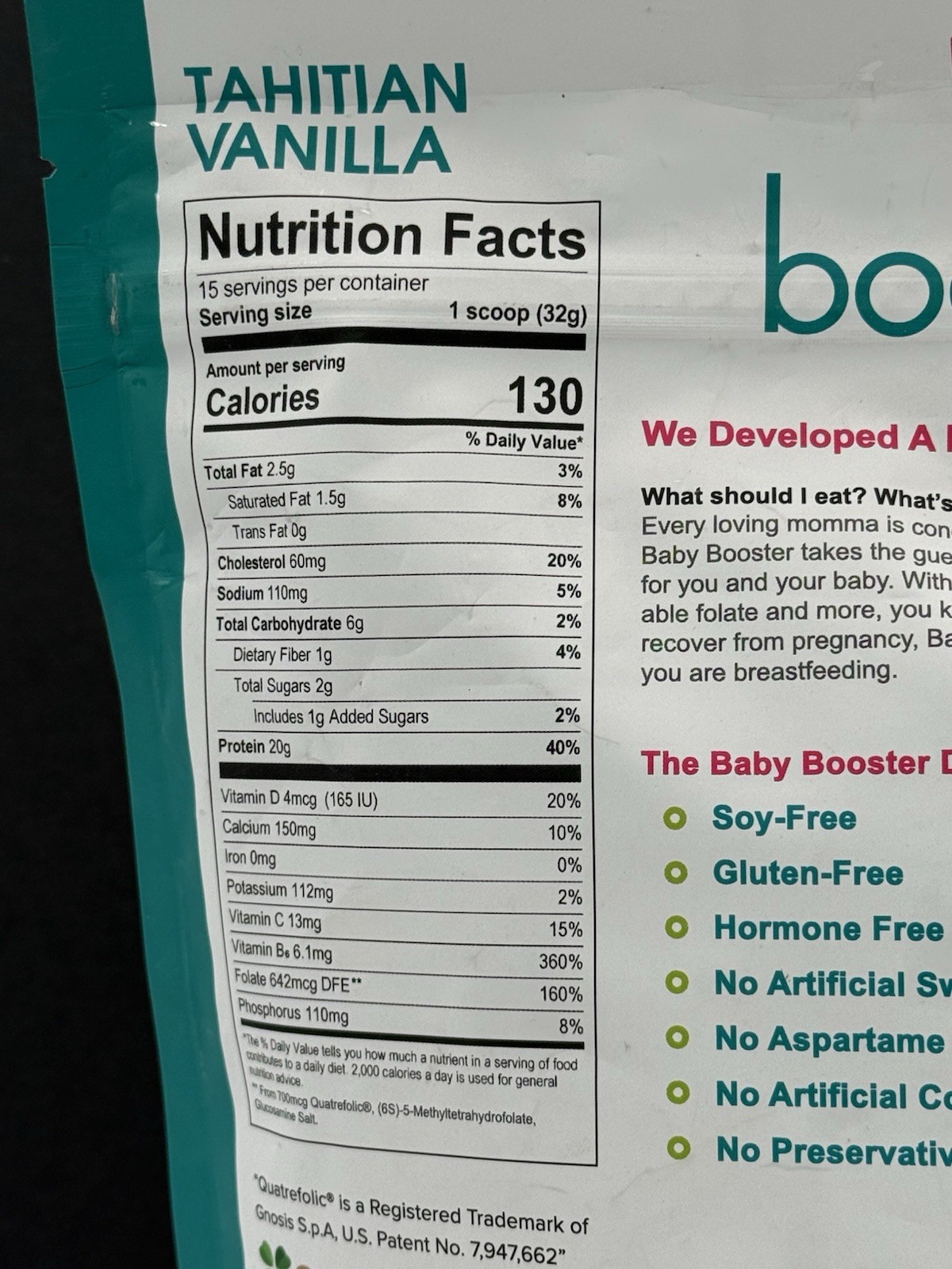 Baby Booster Prenatal Protein Tahitian Vainilla 1 lb bag Sealed (483g🔥