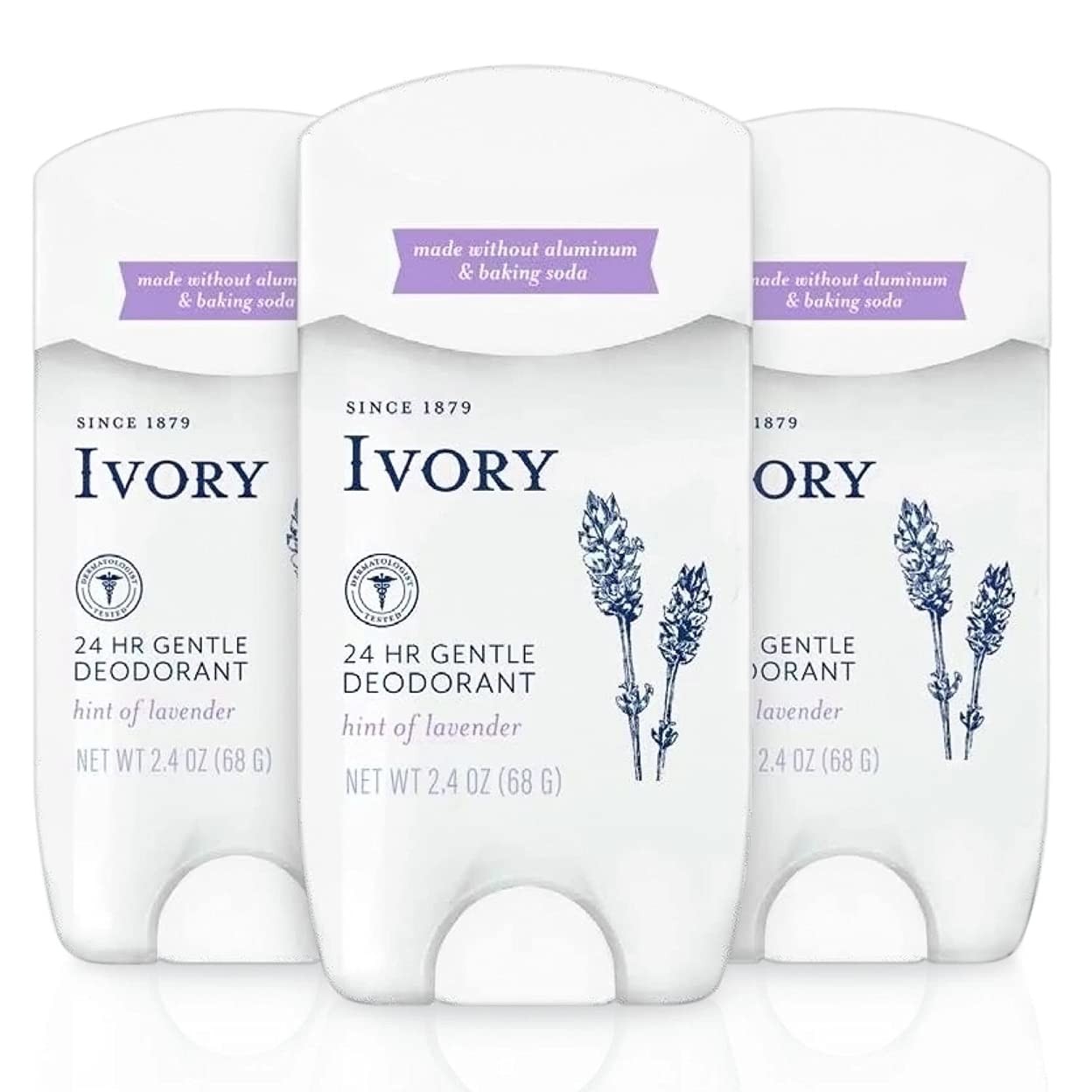 Ivory Deodorant, Hint of Lavender, 2.4 Ounce (Pack 3) 3.6 2)