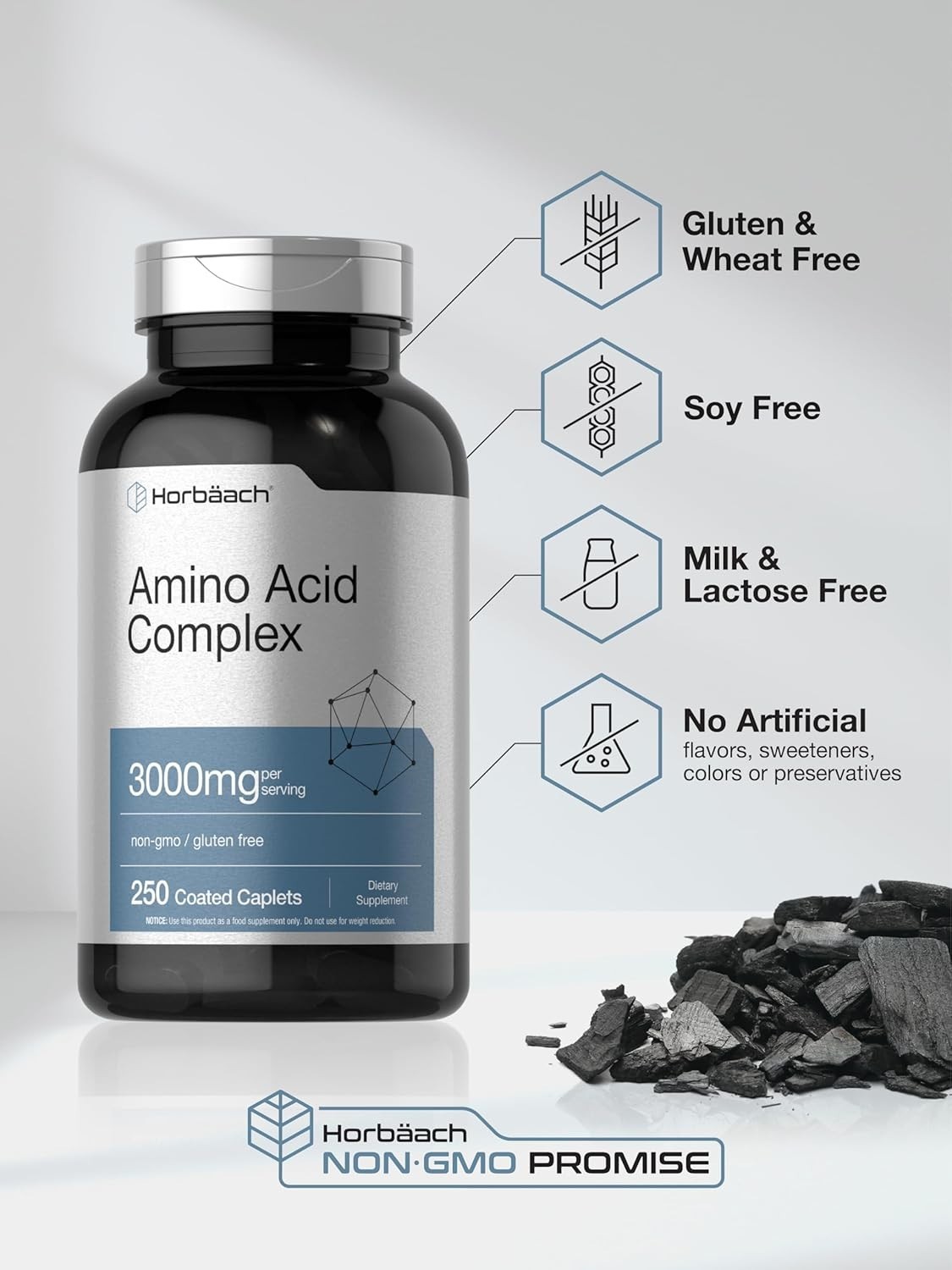 Amino Acid Complex 3000Mg | 360 Caplets | Non-Gmo, Gluten Free Amino Acids Supp