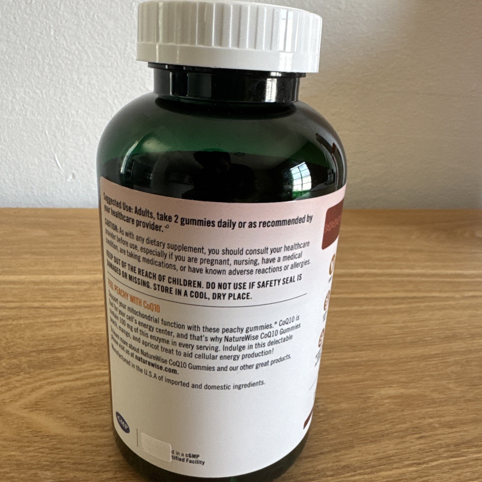 NatureWise CoQ10 Gummies 100mg Peach Mango 180 Exp 05/2026 Heart Health Energy