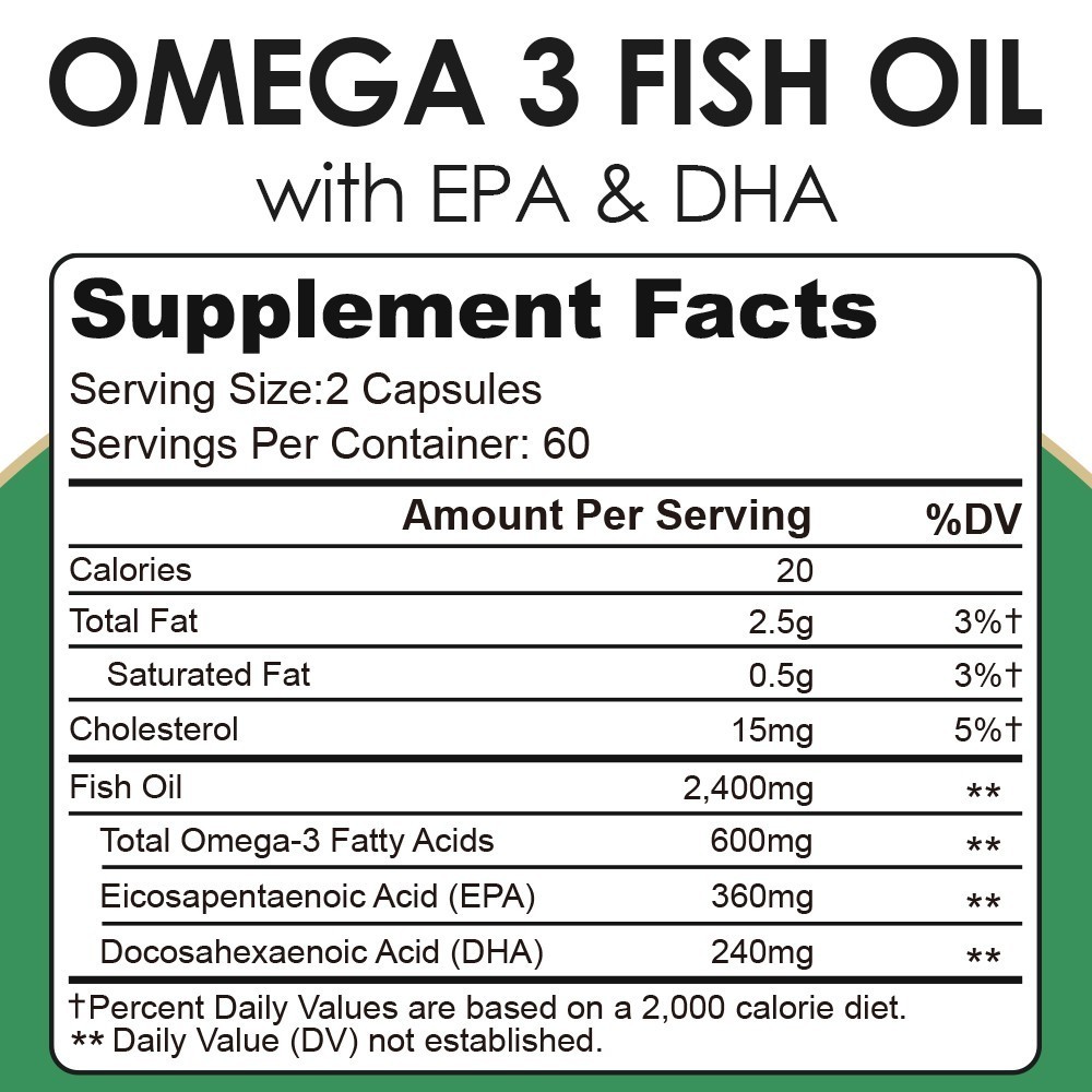 Omega 3 Fish Oil Supplements 2400 mg – Triple Strength Omega3 – EPA & DHA