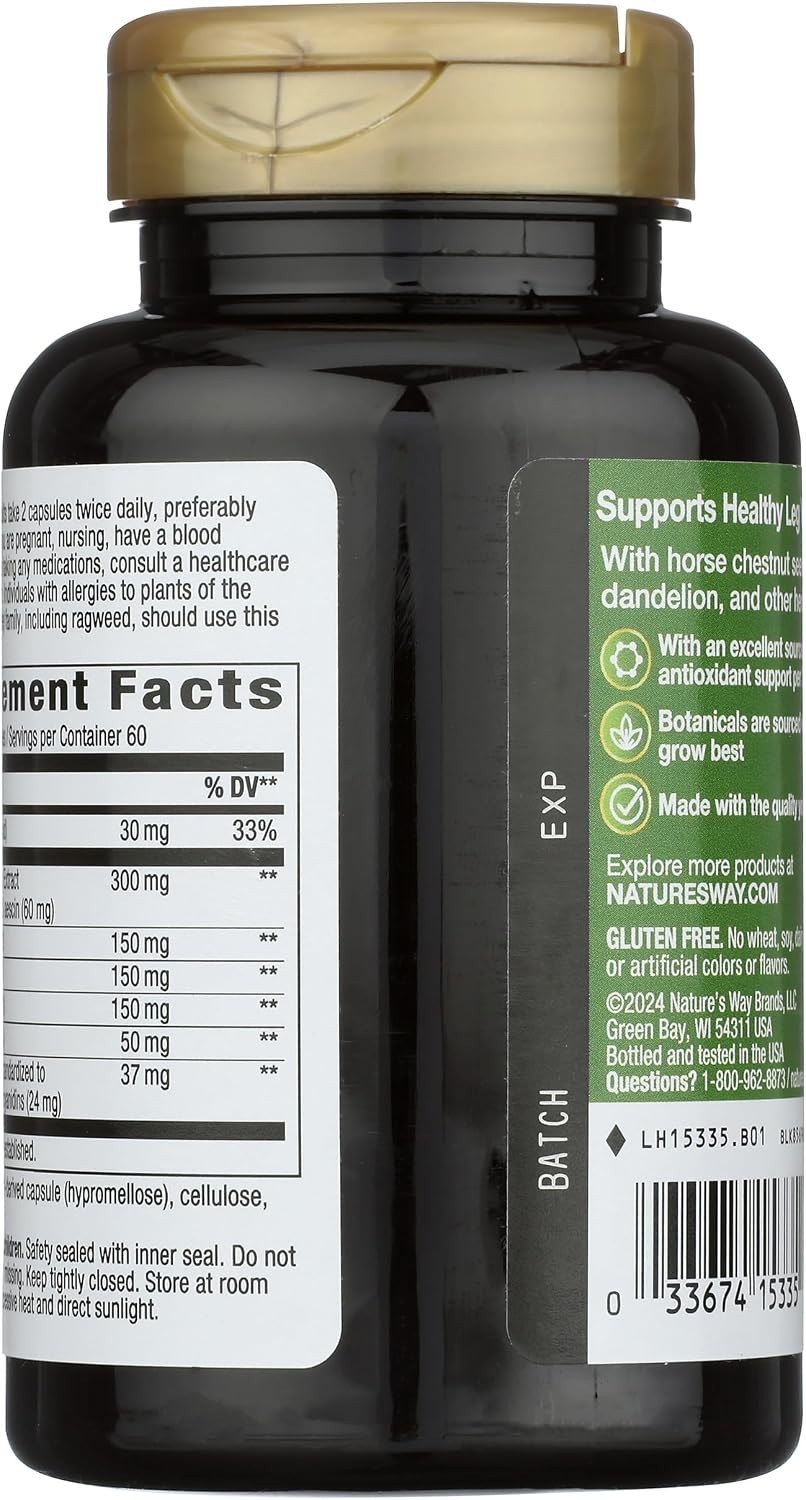 Herbal 6-Herb Blend for Healthy Leg Veins – , 120 Capsules Wellness Boost