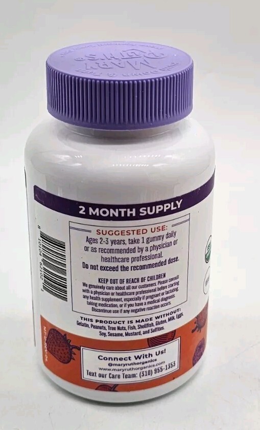 MaryRuths Organic Vitamin Gummy Toddler 60 Gummies Exp 12/2025