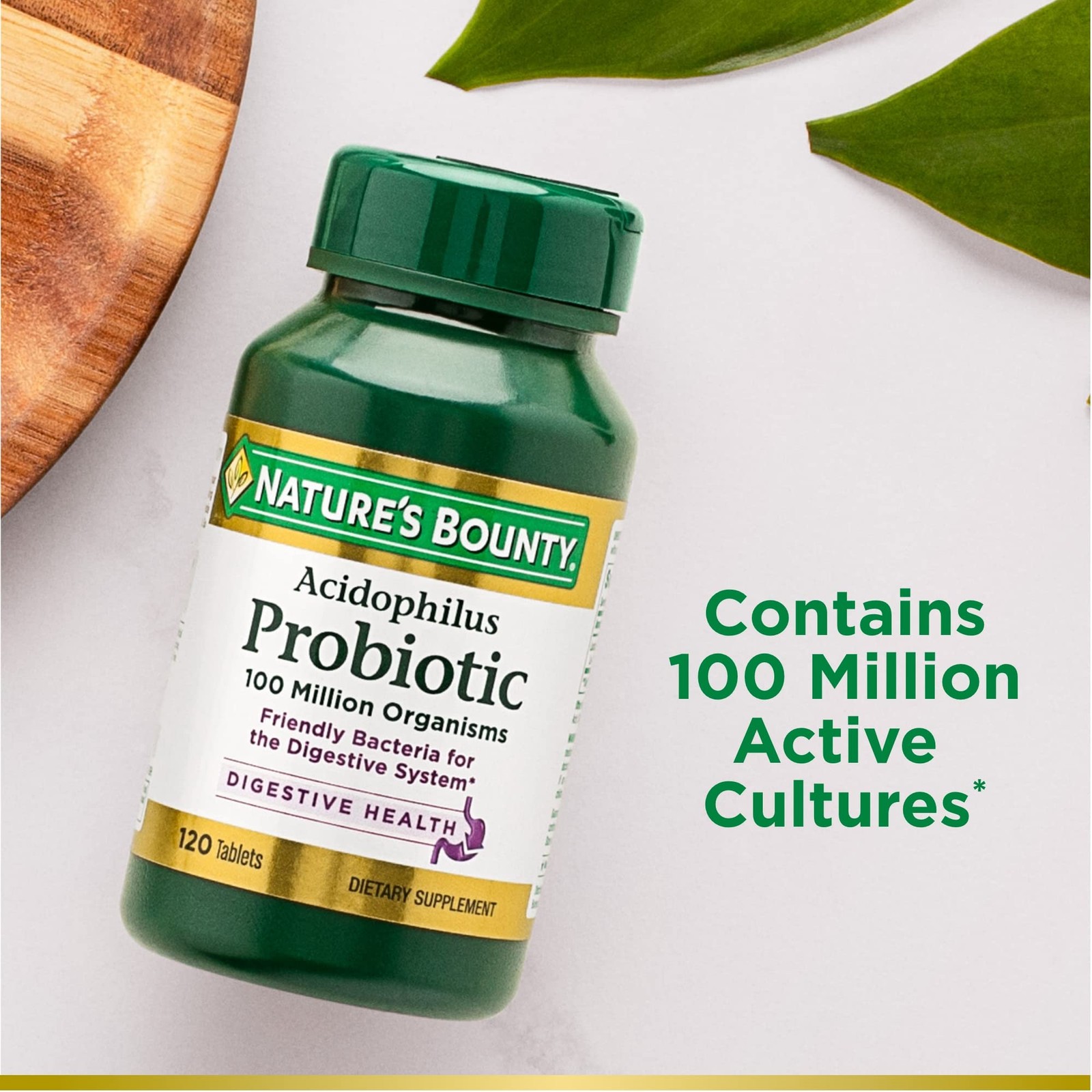Nature’s Bounty Acidophilus Probiotic 100 Million 120 Tablets Pack of 2