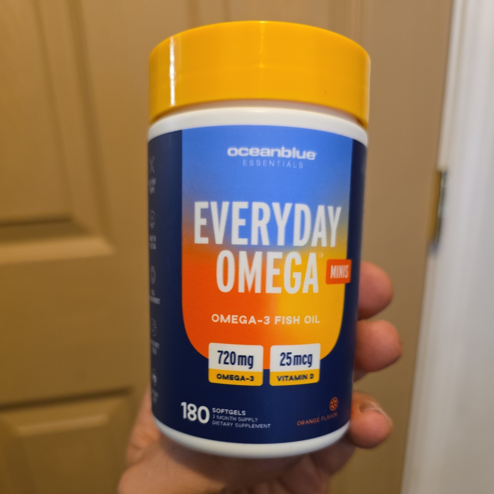 OceanBlue Omega 3 Minis Fish Oil with Vitamin D3 Burpless 180 Ct