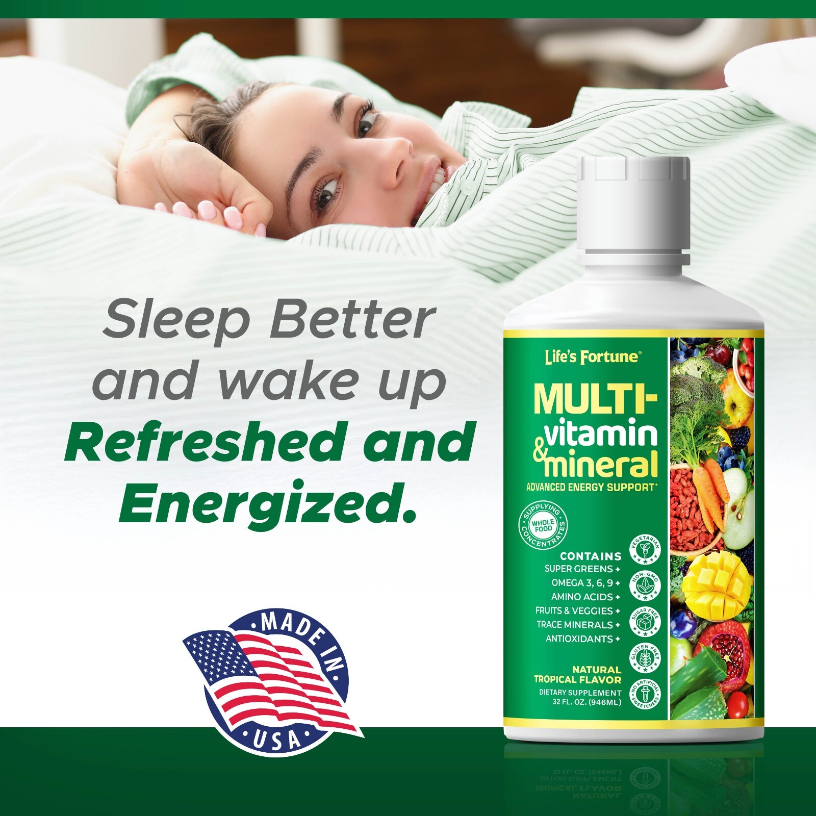 Life’s Fortune Whole Food Liquid Multivitamin, 32 Fl Oz (3 Pack)