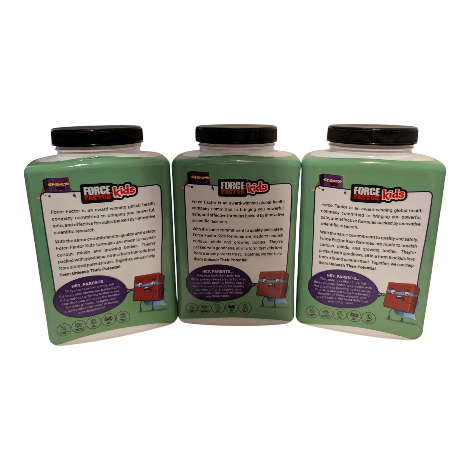 Lot of 3 Force Factor Kids Super Chews Superfoods Very Berry Grape 60ct Each
