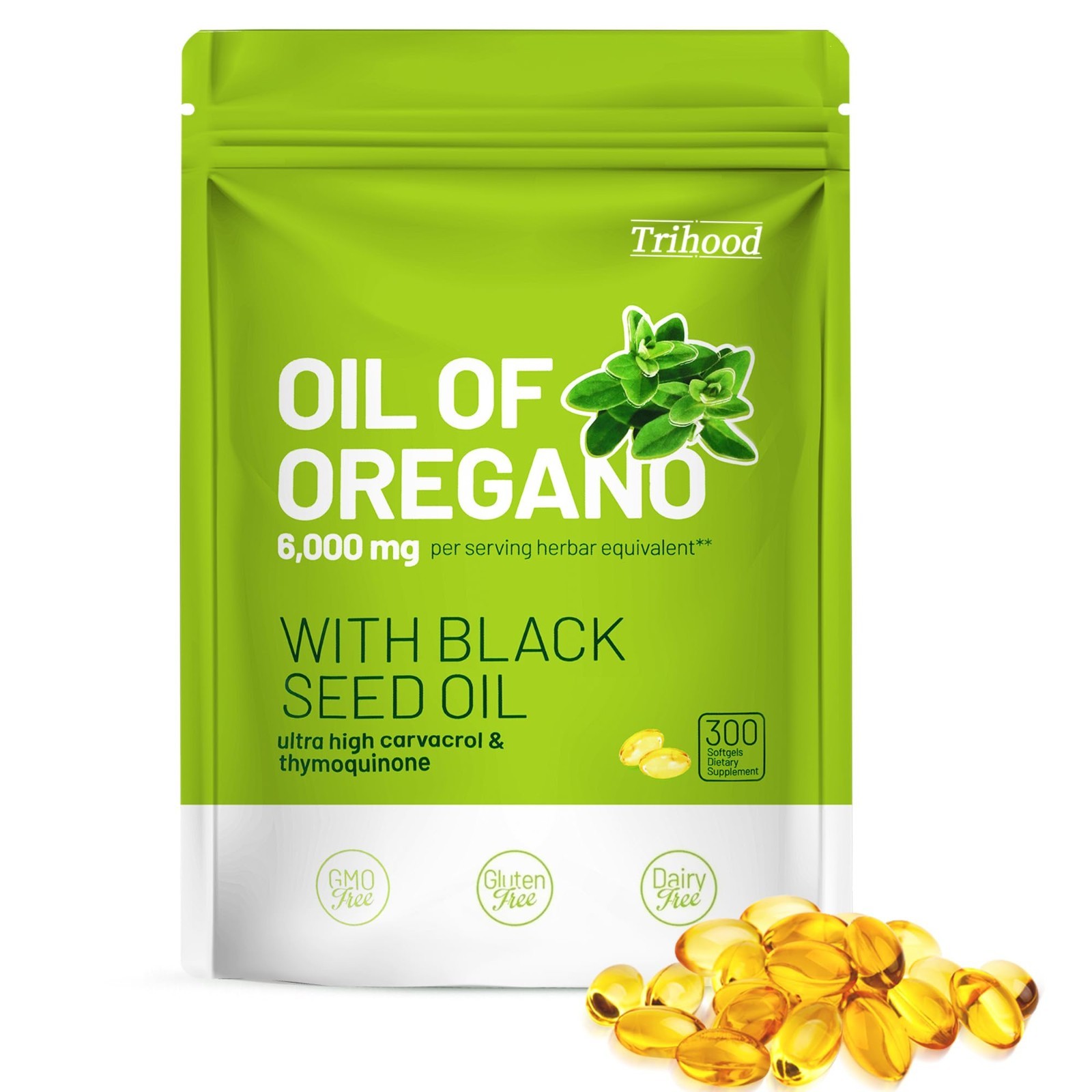 Max Strength Oil of Oregano & Black Seed Softgels 300 | Immune, Digestive, Respi