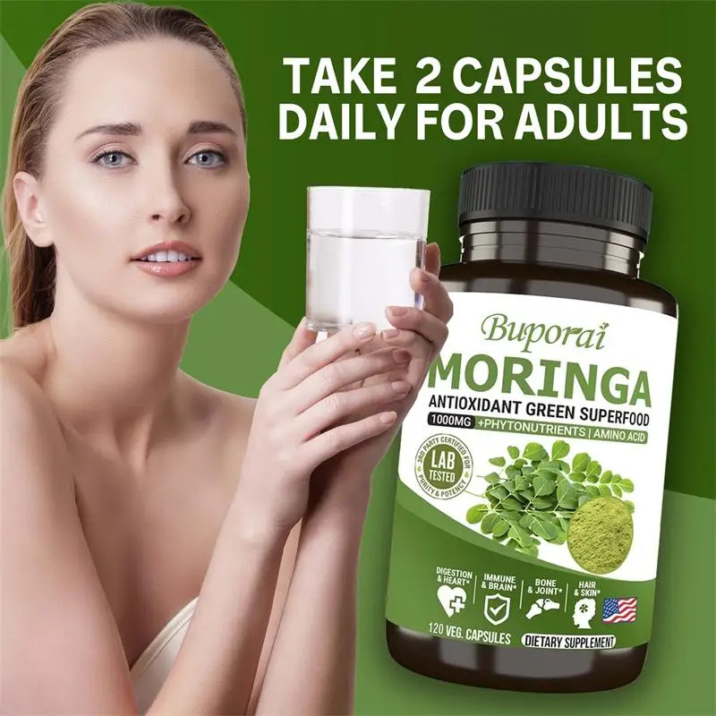 Moringa 120pcs,Energy Production, Supports Skin and Gut Health, Boosts Vitality