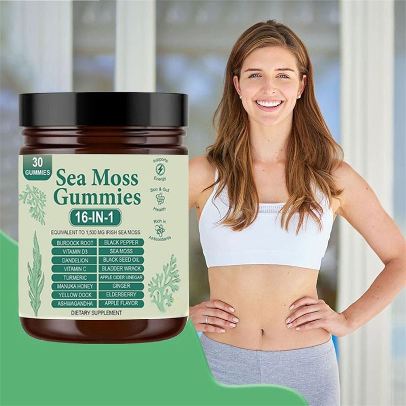 16 in 1 pure Sea Moss Gummy | Irishmoss Extract 6000Mg | Green Apple Flavor
