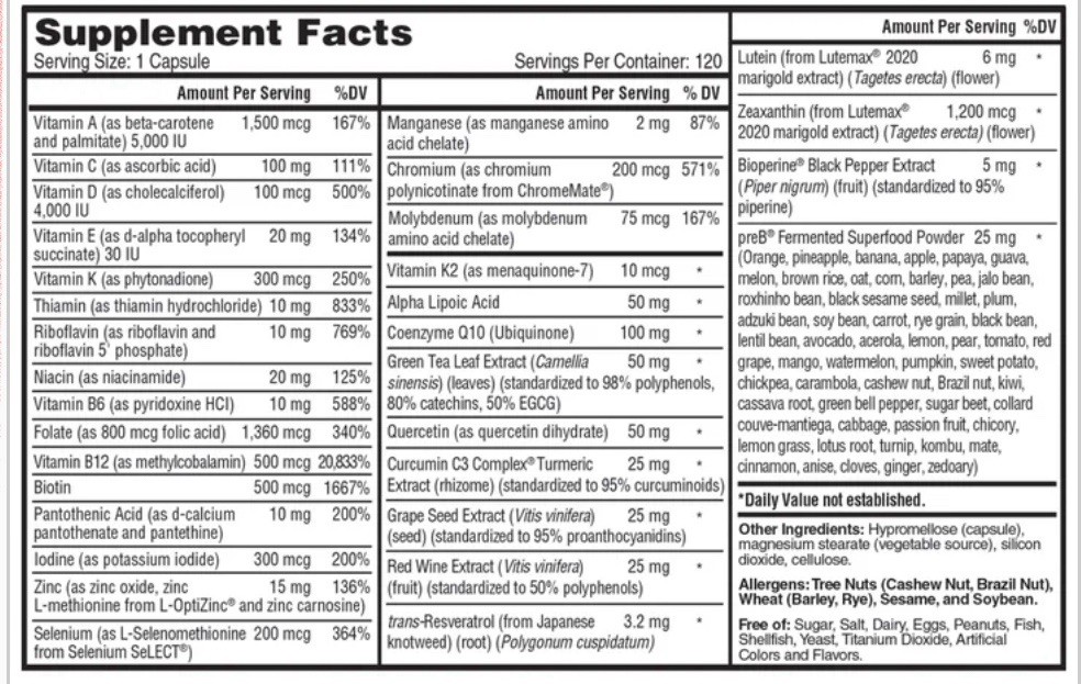 Natures Lab One Daily Multivitamin 120 Vegetarian Capsules Advanced w Superfoods