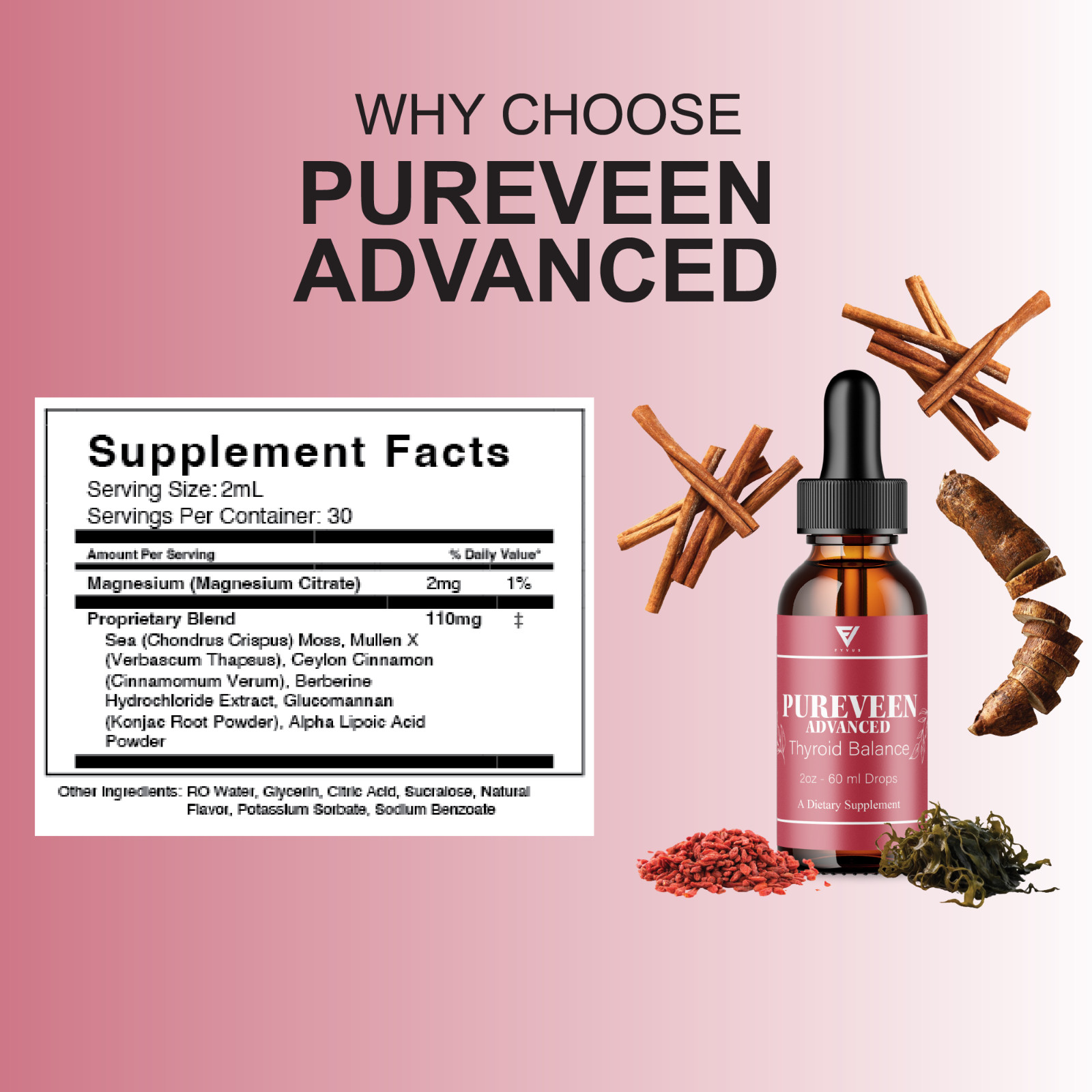 Pureveen Thyroid Balance Drops, Pure Veen Advanced Formula (2oz)