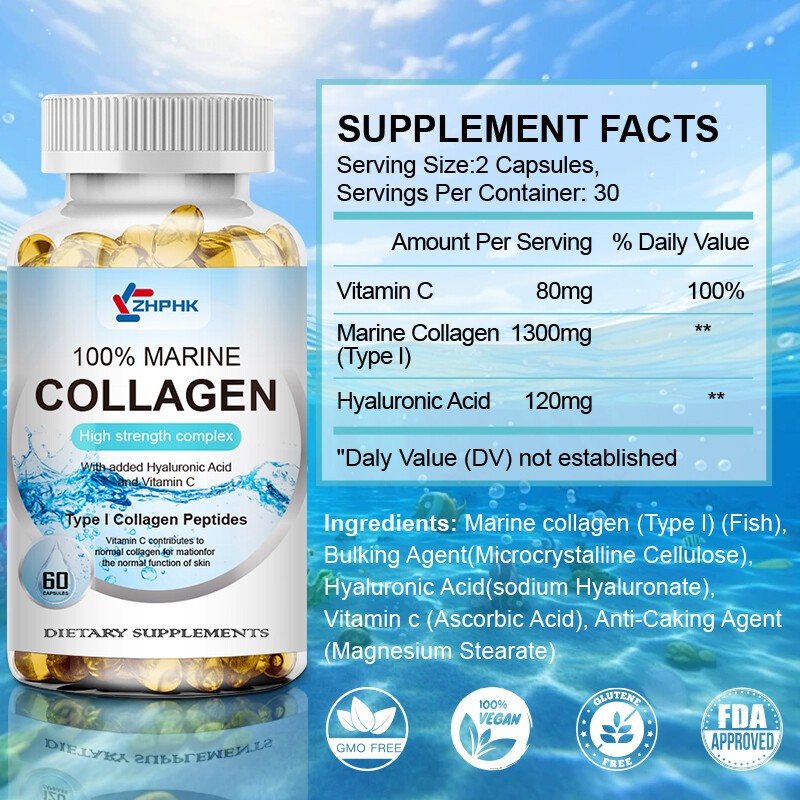 Marine Collagen Capsules,Hydrolysed Type I Collagen Peptides For Skin Hair Nails