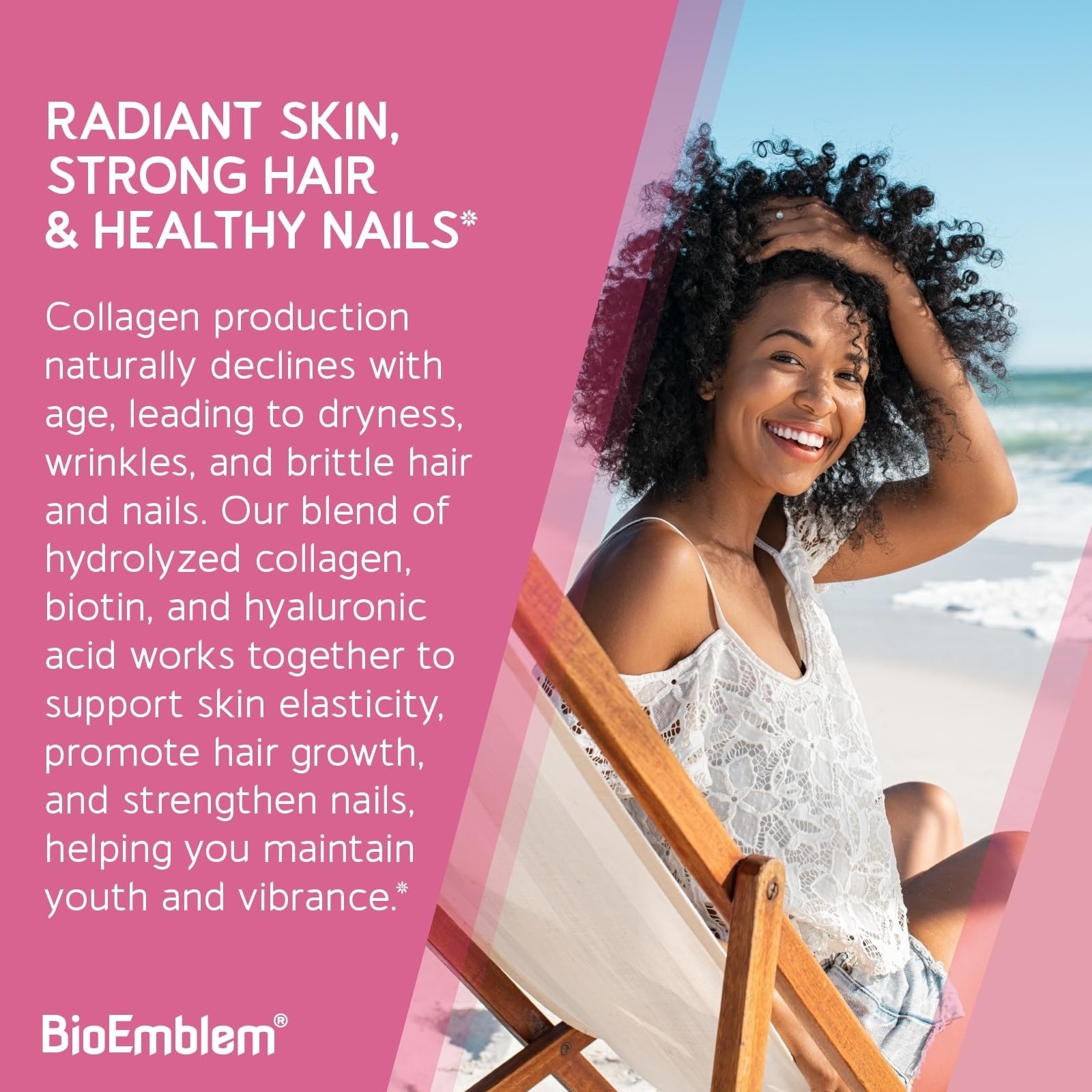 BioEmblem Beauty Collagen Multi Collagen Complex, 30 Servings | With Hyaluron…