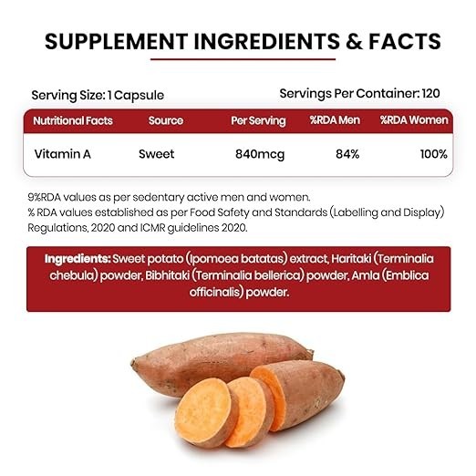 Himalayan Organics Plant-Based Vitamin A 840Mg Supplement | 120 Veg Capsule