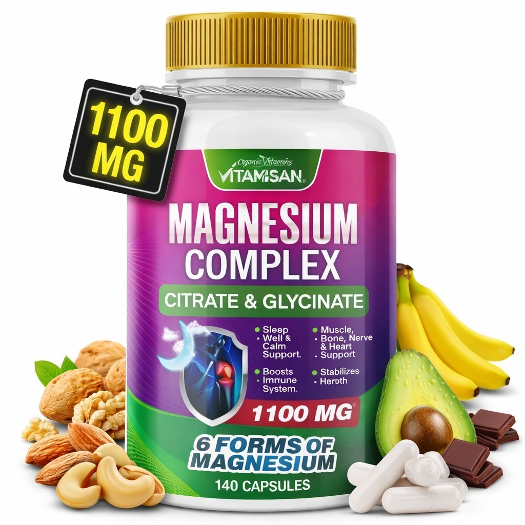 Magnesium 6-in-1 Complex 1100mg, 6 Active Forms for Muscle & Relaxation Body 140