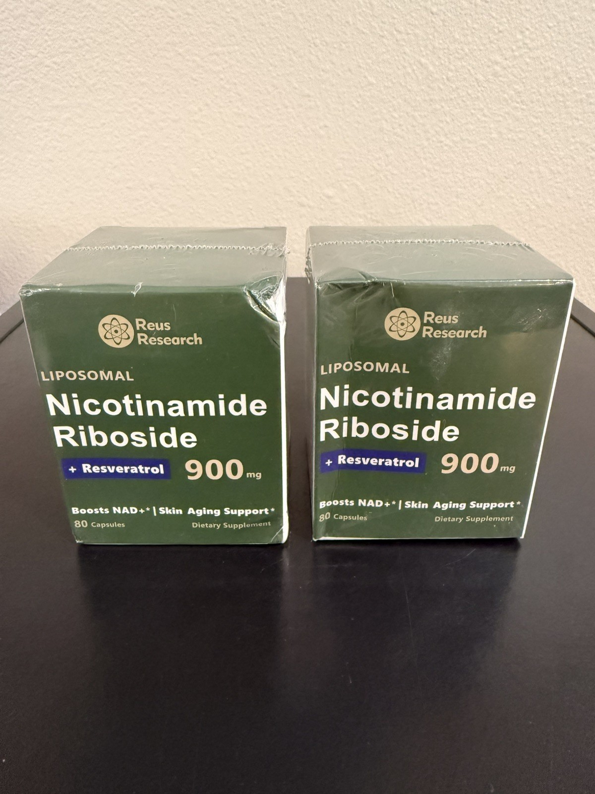 2 PACK Reus Research NAD+ Nicotinamide Riboside Resveratrol AntiAging Supplement
