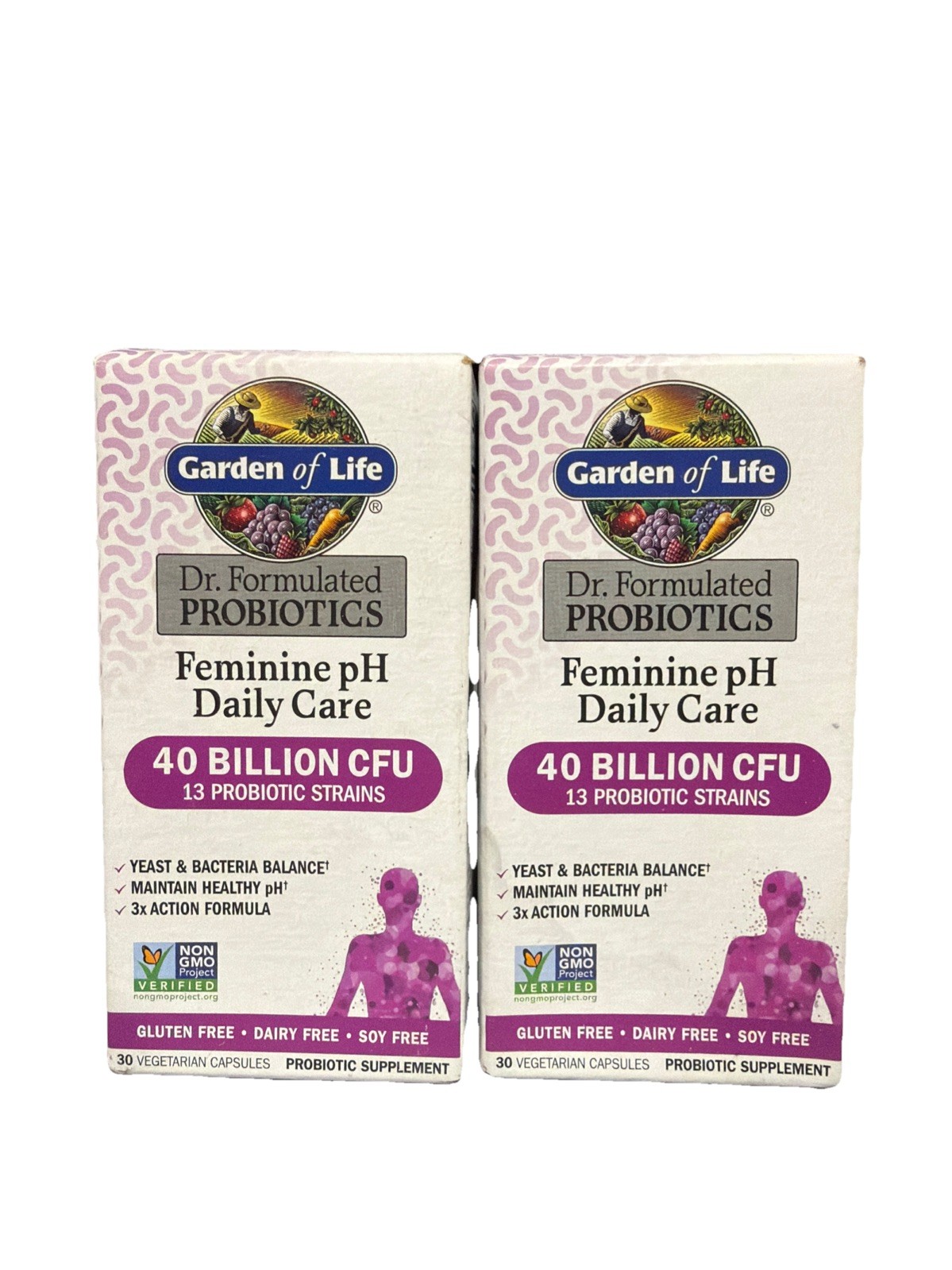 2x Garden of Life Feminine pH Daily Care Probiotic 40 Billion CFU 30 Caps 10/26+