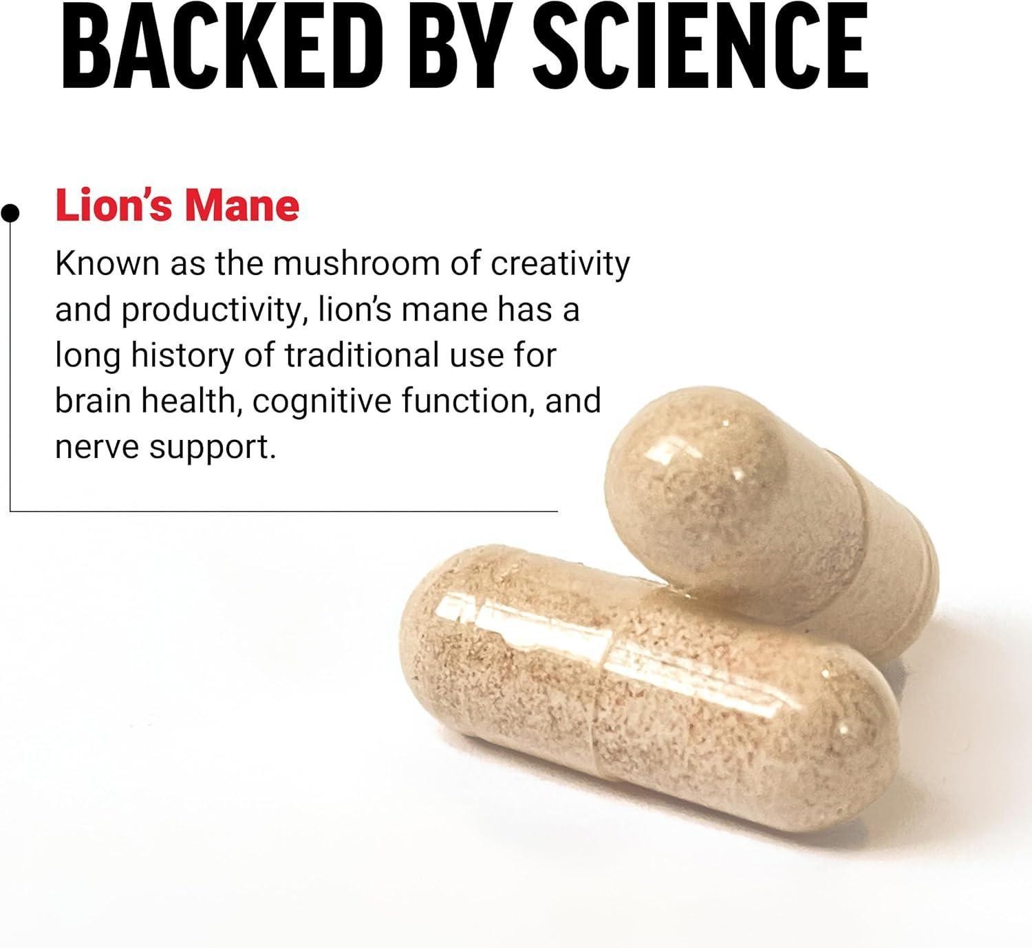 Force Factor Lion S Mane Supplement Capsules, Memory and Focus Supplement, Nerve