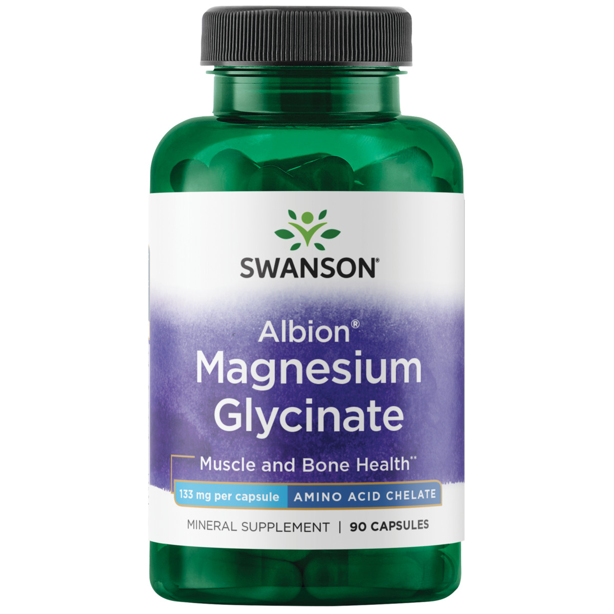 Swanson Albion Magnesium Glycinate, Mineral Supp., Cheleated Form 133 mg/ 90 ct