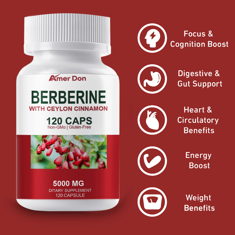 Berberine with Ceylon Cinnamon 5000mg Blood Sugar Heart Health & Immune 120 Caps