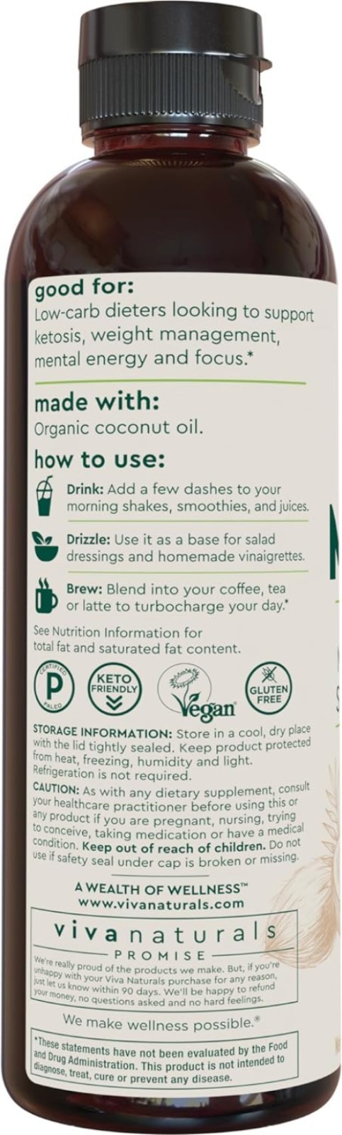 Pure Organic MCT Oil – Enhance Energy, Focus & Fat-Burning for Keto & Paleo L…