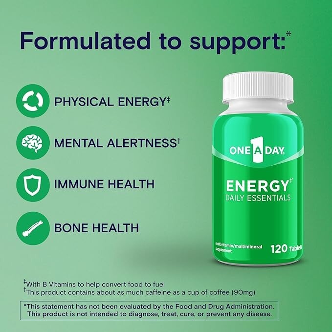One A Day Energy Daily Essentials Multivitamin, 120 Count (Pack of 1)