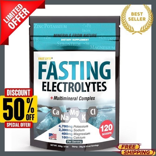 Fast Lyte Fasting Electrolyte Powder Sugar Free Keto Unflavored Minerals 21 oz